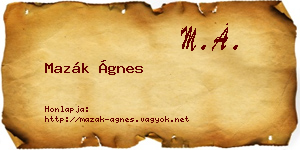 Mazák Ágnes névjegykártya